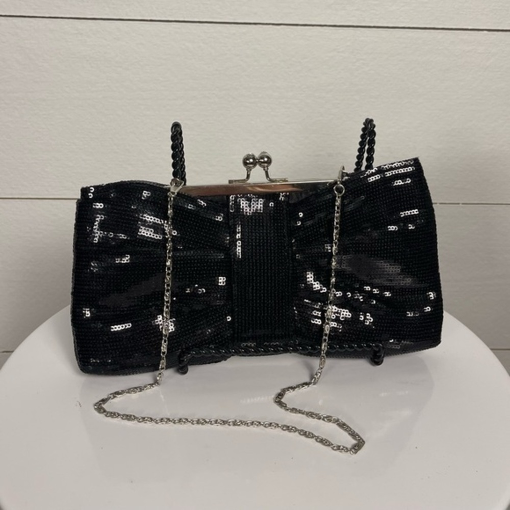 Elegant Black Sequin Clutch